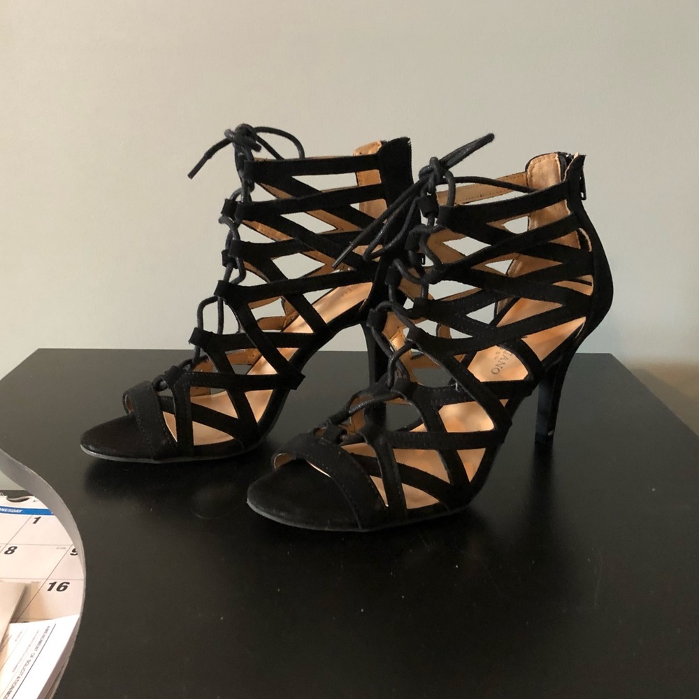 Lace up open toe sandals booties